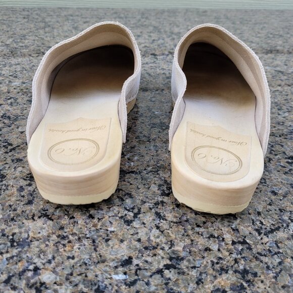 No. 6 Contour Suede Clog on Flat Base in Chalk White Suede - Picture 6 of 15